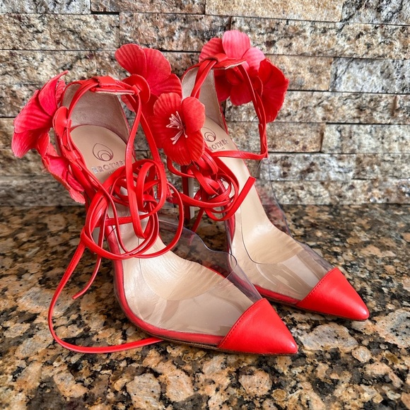 Brother Vellies de Fleur Ankle Tie Pointed Toe Pump - Picture 5 of 9